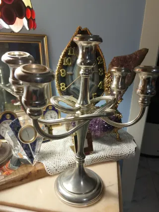Candelabro in silver plated 5 fiamme