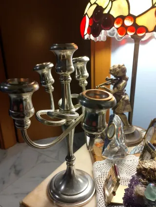 Candelabro in silver plated 5 fiamme