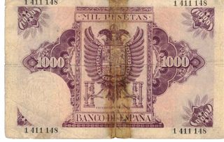 Billete de 1000 pesetas de 1940. Carlos I.