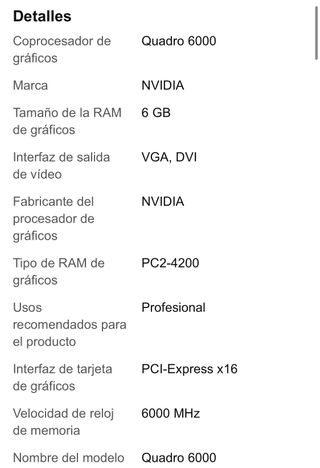 Tarjeta gráfica Nvidia Quadro 6000 profesional