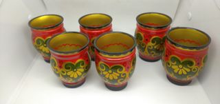 Bicchieri in legno dipinti a mano - Russia