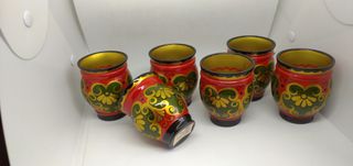 Bicchieri in legno dipinti a mano - Russia