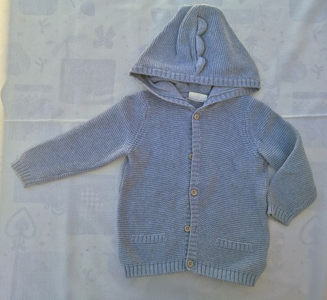 Chaqueta de lana gris con capucha talla 12-24m