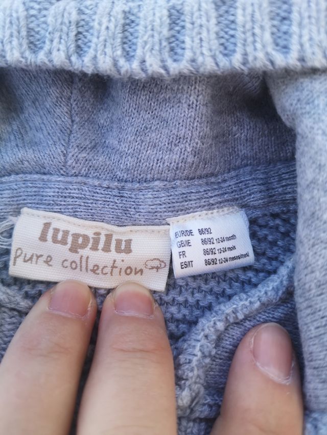 Chaqueta de lana gris con capucha talla 12-24m