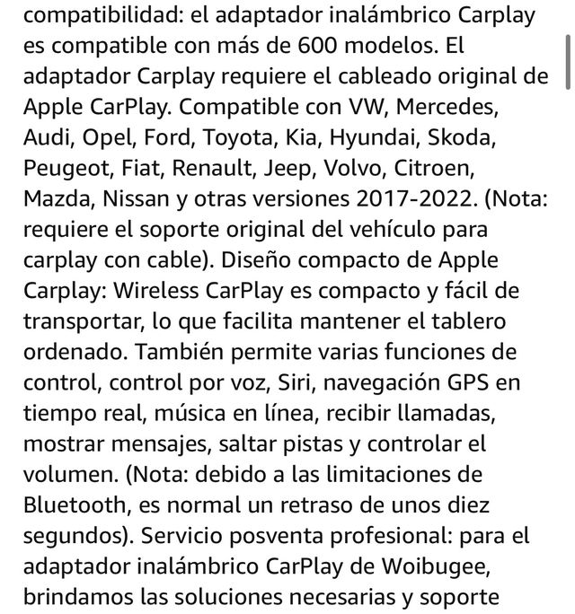 adaptador inalambrico CarPlay (woibugee)