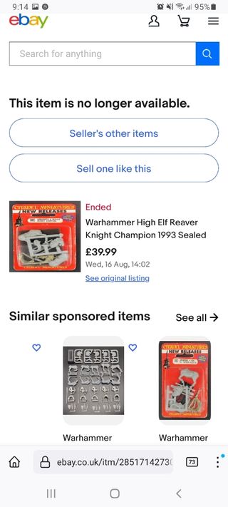 Warhammer fantasy high elf knight champion 1993