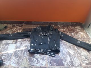 CAZADORA DE CUERO NUEVA NEGRA