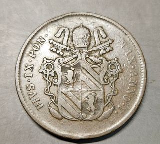 Moneta 2 Baiocchi 1851 Stato Pontificio