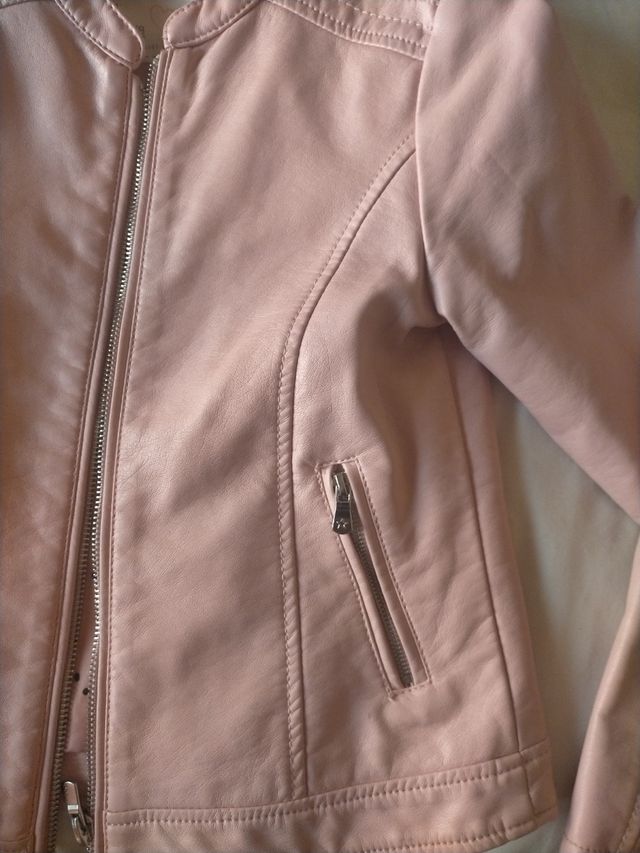 Cazadora cuero rosa niña