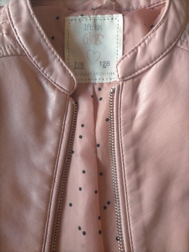 Cazadora cuero rosa niña