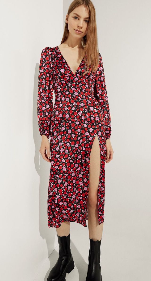 Vestido Midi Vestido Negro Basico Bershka Vestido Midi Tirantes