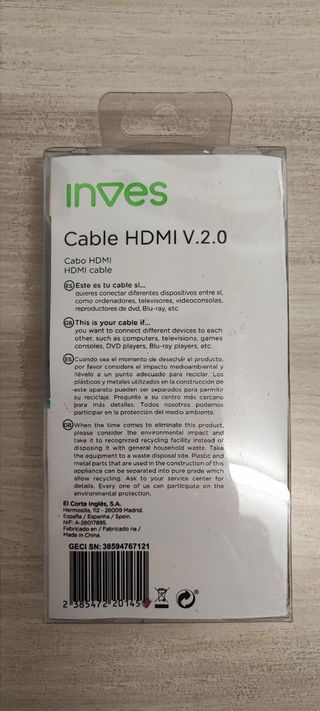 Cable HDMI  V.2.0 - 1,5m