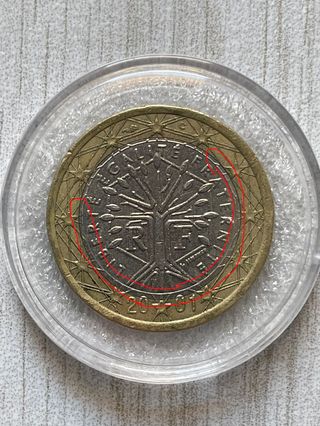 Moneda Coleccion 1 Euro Francia 2001 con Error