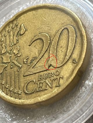 Moneda Coleccion 20 Cent España 1999 con ERROR.