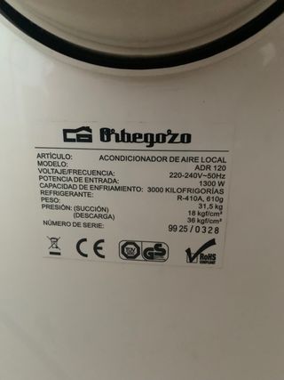 Aire acondicionado/calefactor alta potencia Orbego
