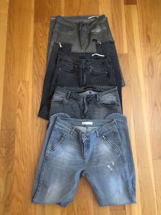 Vaqueros (4) gris/negro. 38. Zara