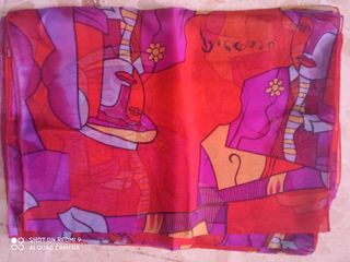 pañuelo de gasa rojo de Picasso morado y naranja
