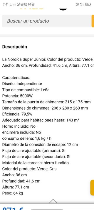 Estufa de leña Nordica