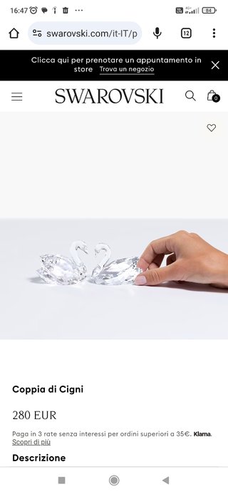 Coppia cigni cristallo Swarovski
