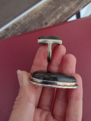 conjunto colgante y anillo Labradorita plata