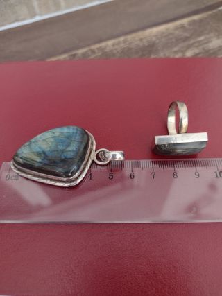 conjunto colgante y anillo Labradorita plata