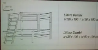 LITERA MIXTA PINO MACIZO 3 PLAZAS