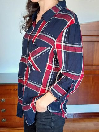 Camisa de cuadros roja/azul unisex Atmosphere T.L.