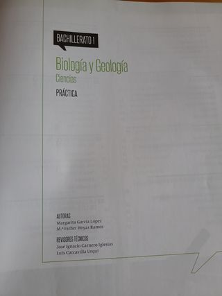 Libro Biología y Geología 1 Bachili