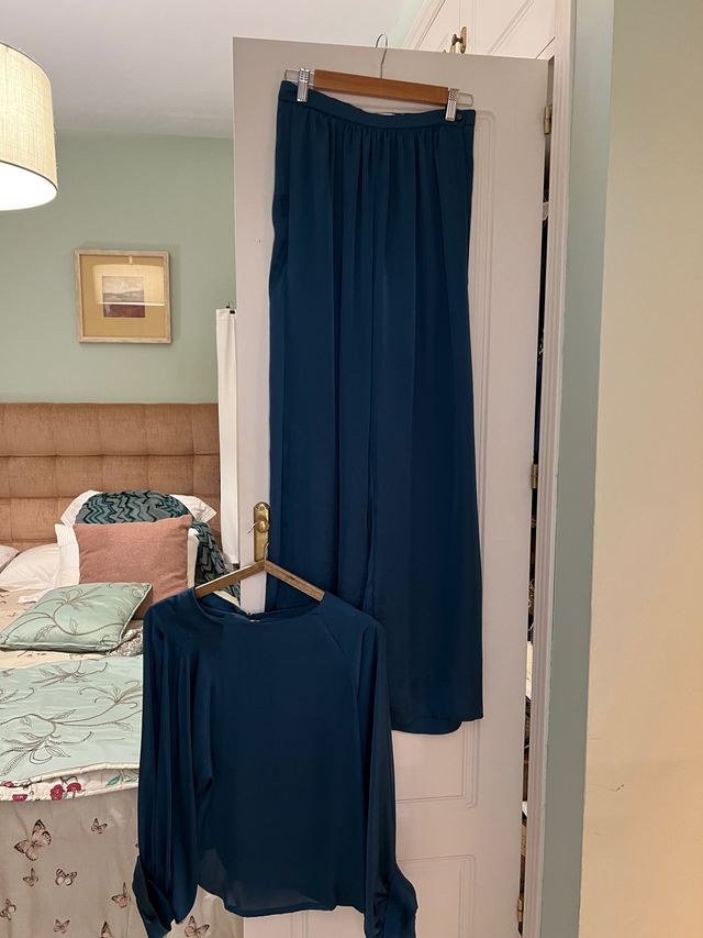 conjunti de falda larga y blusa