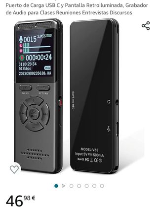Grabadora de Voz de 64Gb con batería y Pantalla