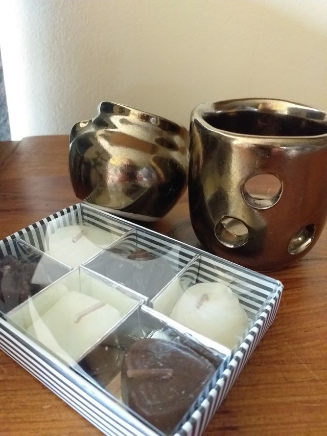 2 portavelas cerámica