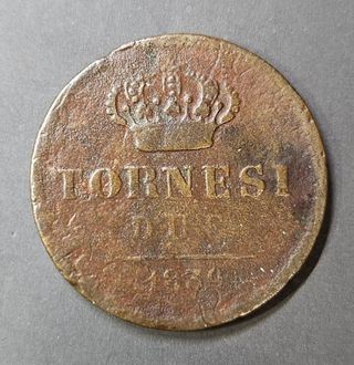 Moneta 2 Tornesi 1839 Napoli
