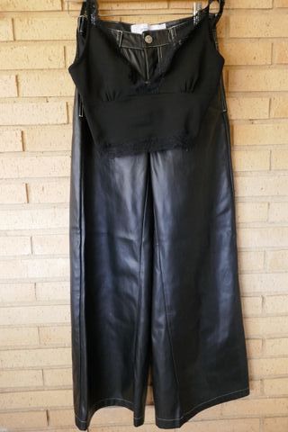 Pantalón wide leg de polipiel