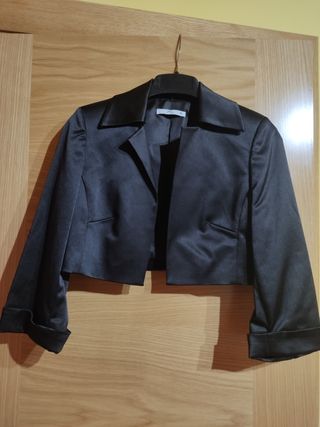 Chaqueta torera raso marrón Yera