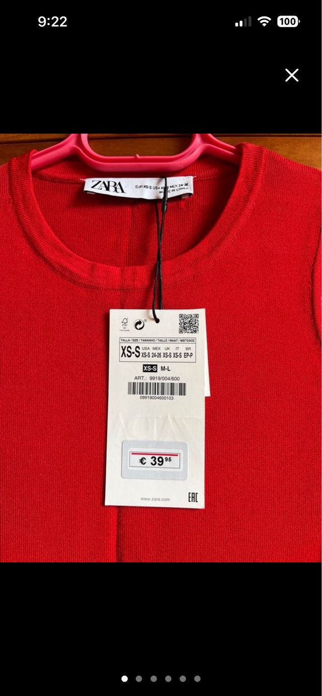 Vestido largo rojo Zara cut con etiqueta