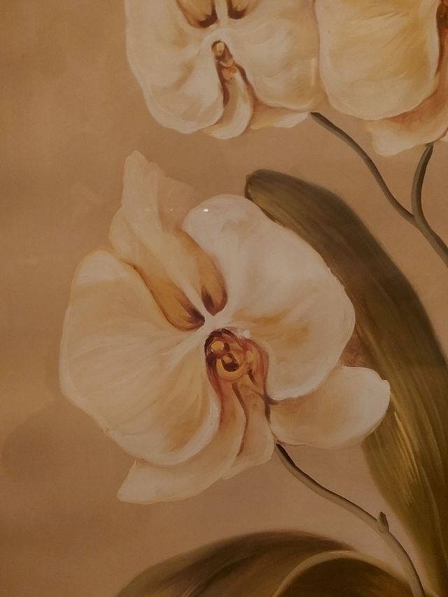 Marco con lámina flores y cristal.