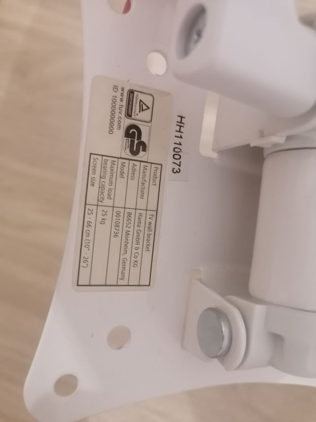 Soporte para colgar la televisión blanco