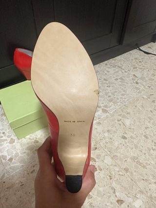 Zapatos salon rojos piel autentica