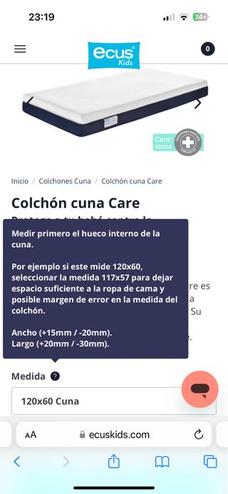 Colchón cuna Ecus Care
