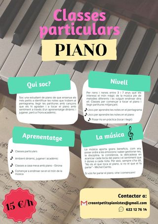 Classes de piano i música per nens/nenes 