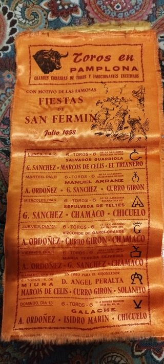 Carteles de toros antiguos en seda nat
