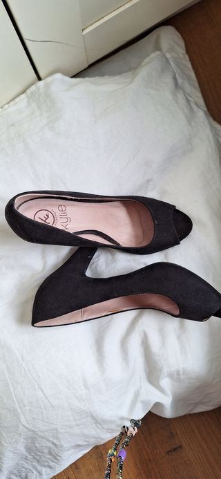 zapatos de piel tacón fiesta negro verano invierno