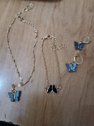 Set bisutería Mariposas negras/doradas