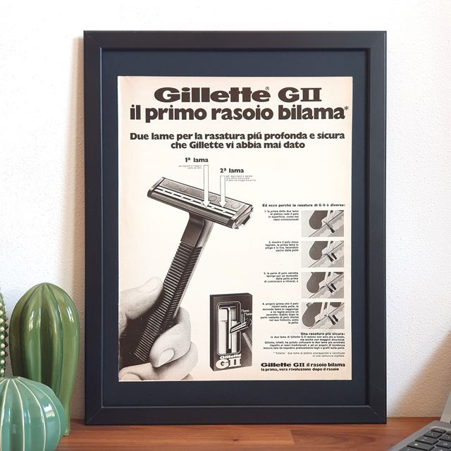 Pubblicità originale poster vintage Gillette GII