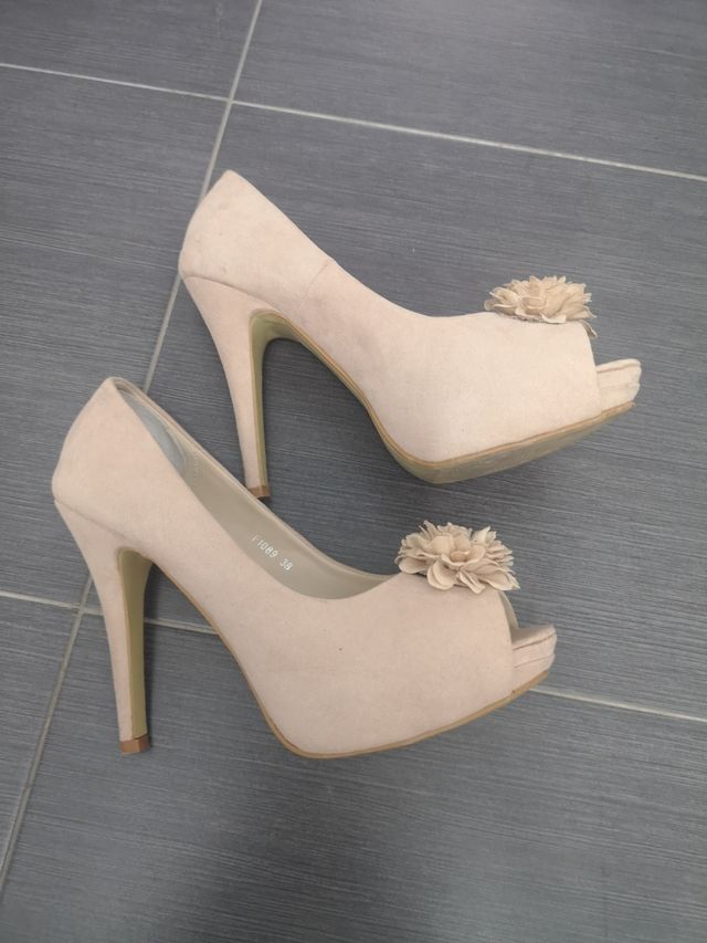 Zapatos fiesta, color rosa palo,talla 38