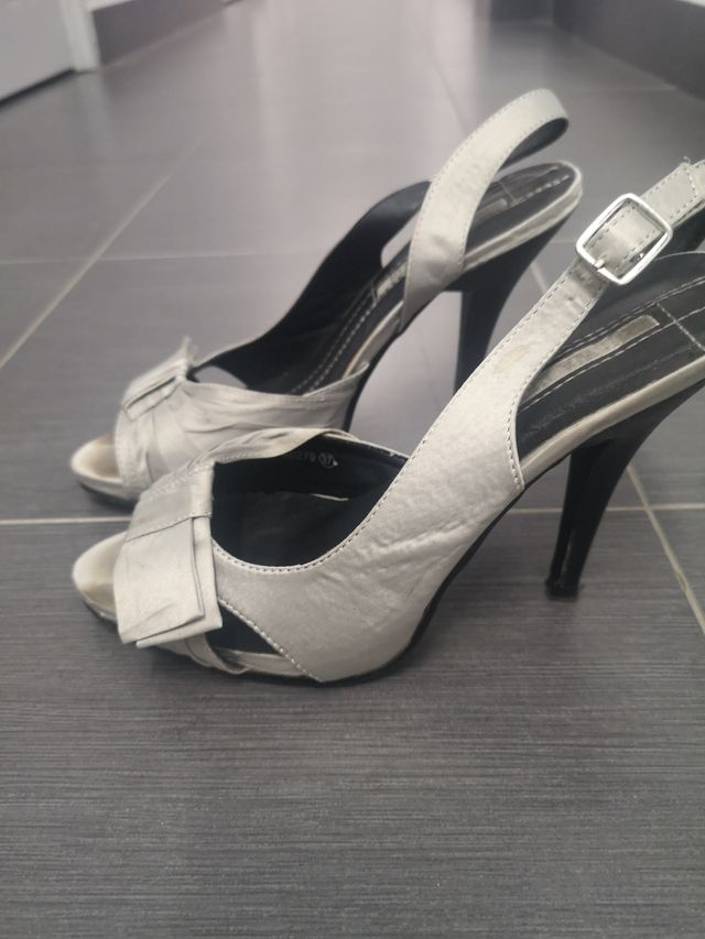 Zapatos fiesta, plata talla 37