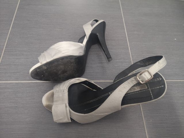 Zapatos fiesta, plata talla 37