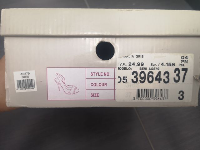 Zapatos fiesta, plata talla 37