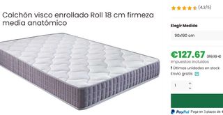 Colchones de visco enrollados, NUEVOS