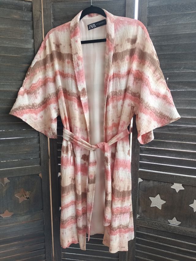 👘 Kimono cinturón tie dye 🤎💗 ZARA * talla M-L